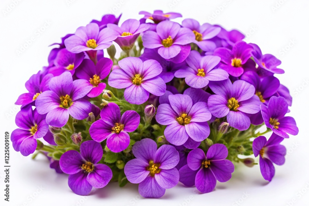 Fototapeta premium Vibrant Aubrieta Flowers Isolated on White Background - Spring Bloom Stock Photo