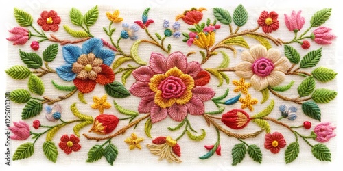 Colorful Floral Embroidery Design