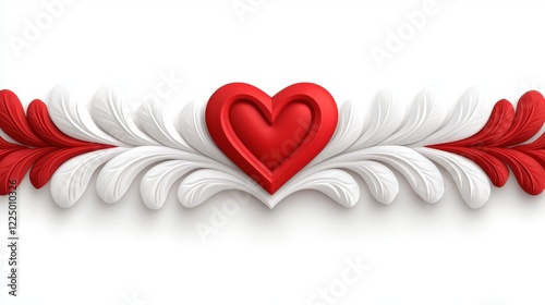 Elegant Red Heart with White Ornate Floral Design Perfect Valentine s Day or Wedding Decoration photo