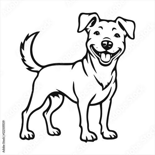 Happy Dog Vector Illustration,Smiling Dog Mascot Design,Black and Orange Dog Vector
