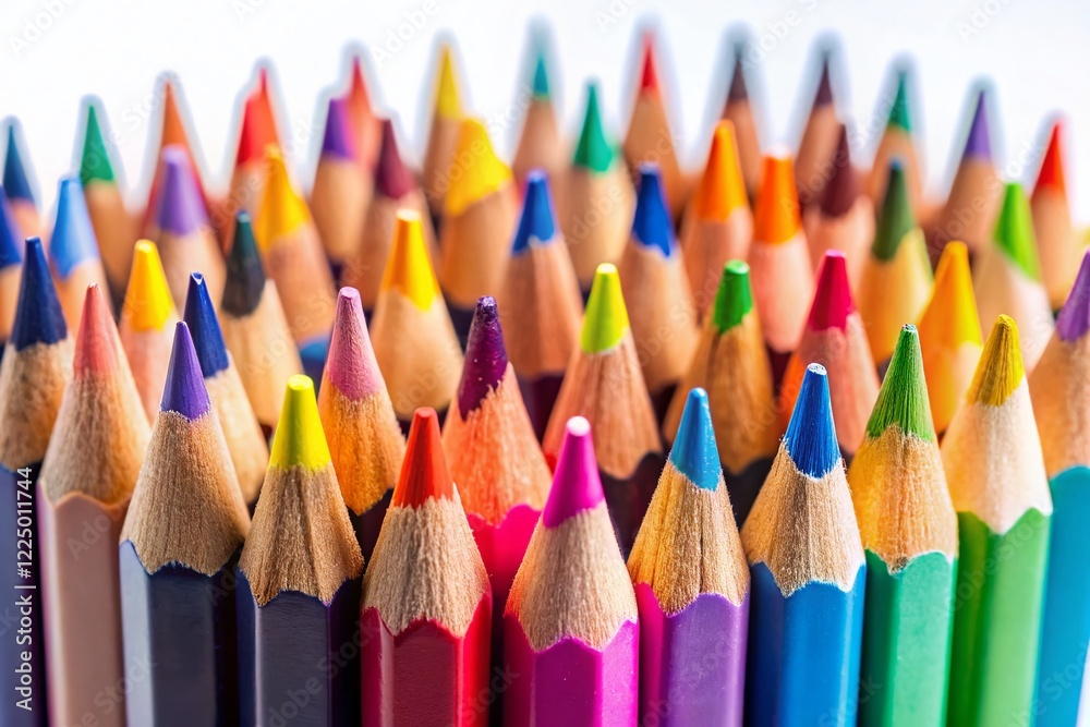 Vibrant Colored Pencils on White Background - High-Resolution Stock Photo Vibrant Colored Pencils on White Background - High-Resolution Stock Photo