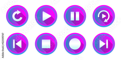 Media player button icon set