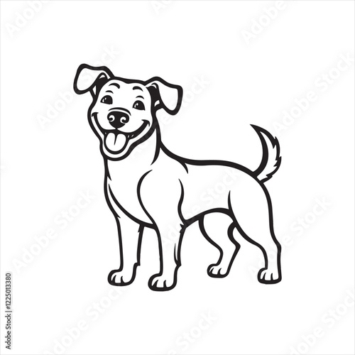 Happy Dog Vector Illustration,Smiling Dog Mascot Design,Black and Orange Dog Vector