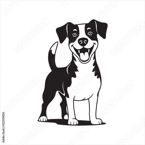 Happy Dog Vector Illustration,Smiling Dog Mascot Design,Black and Orange Dog Vector