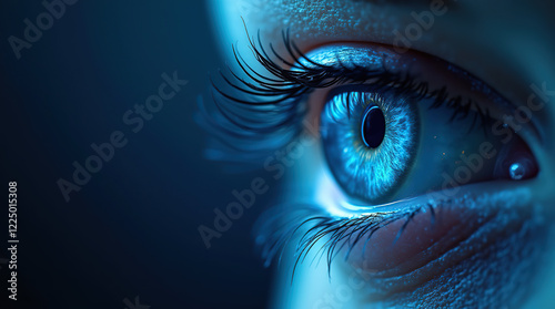 Blue eye and an abstract representation of high speed digital internet.