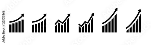 Growth vector icon. Graph or diagram with arrow going up and down. Vector