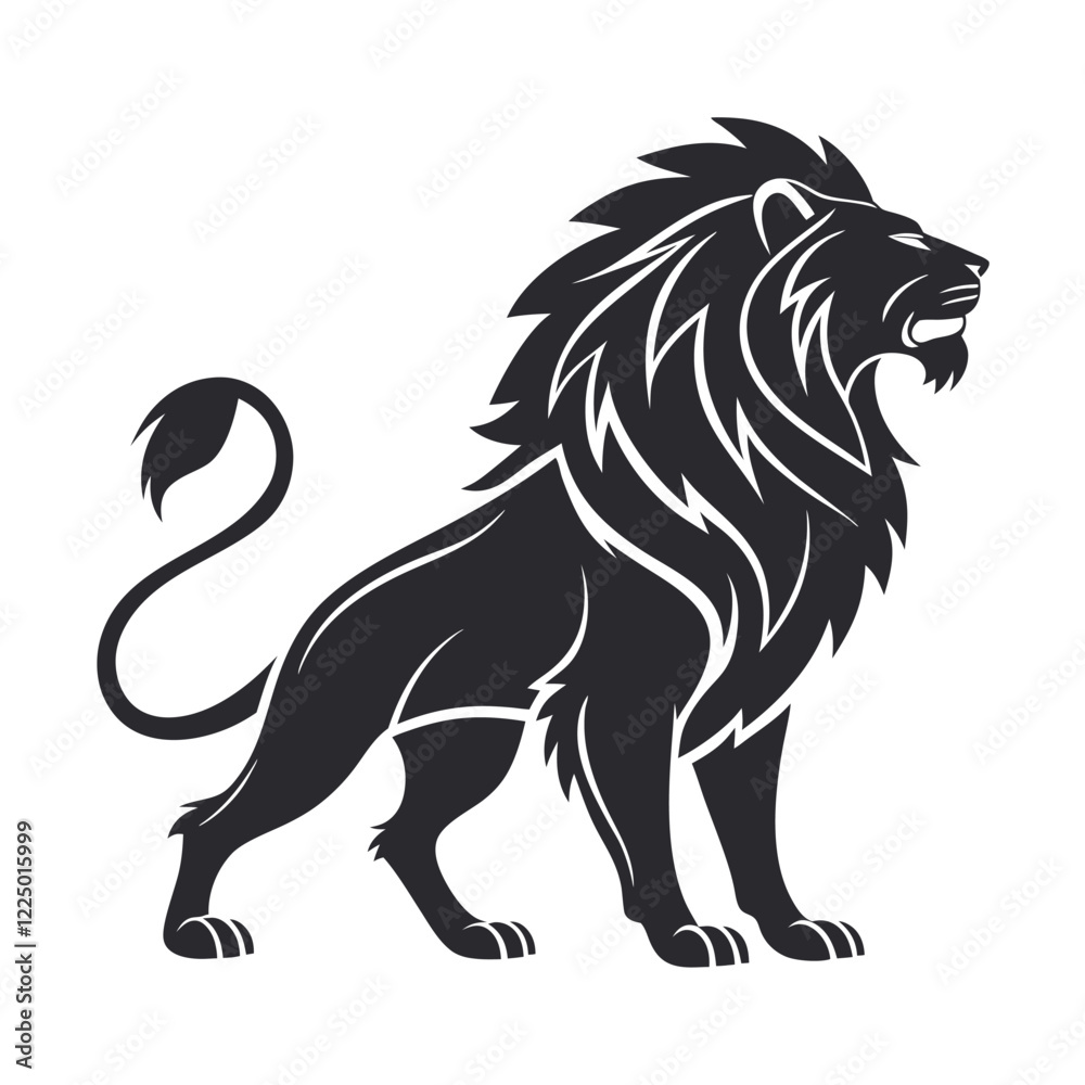 black and white Vector illustration of a lion and silhouette design black and white Vector illustration of a lion and silhouette design