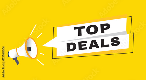 Top deals banner announce flat design graphic template.  Poster or marketing sign.