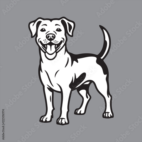 Happy Dog Vector Illustration,Smiling Dog Mascot Design,Black and Orange Dog Vector photo