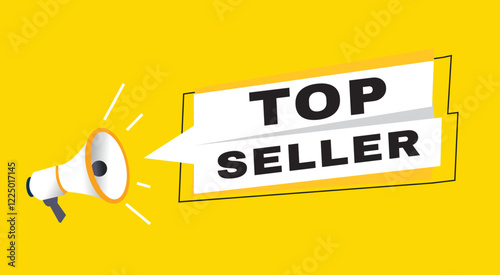 Top seller banner announce flat design template graphic element. Poster or marketing sign.