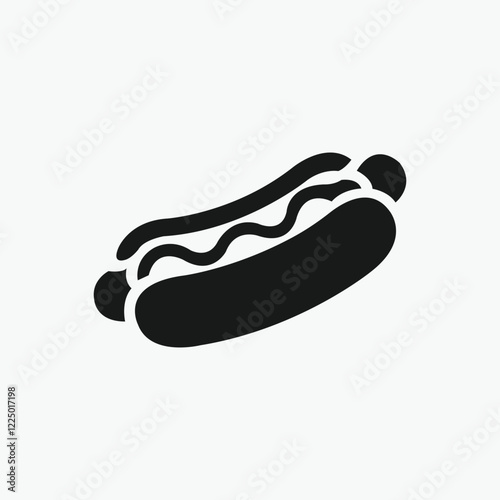 hot dog logo, black isolated silhouette