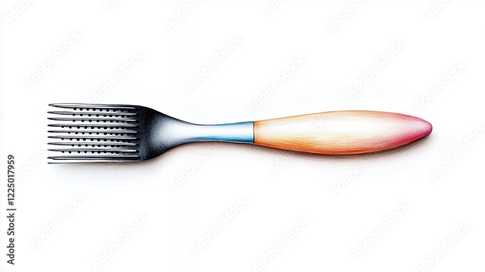 Textured Fork with Two Toned Wooden Handle Textured Fork with Two Toned Wooden Handle