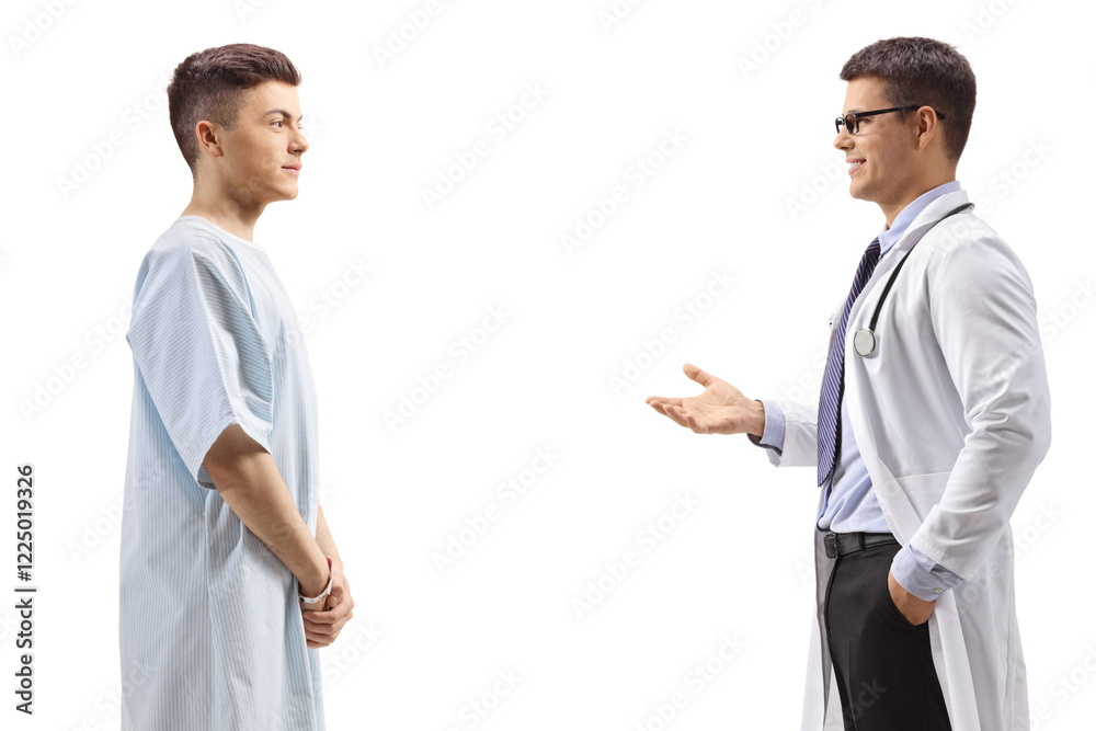 Male doctor talking to a young male patient Male doctor talking to a young male patient
