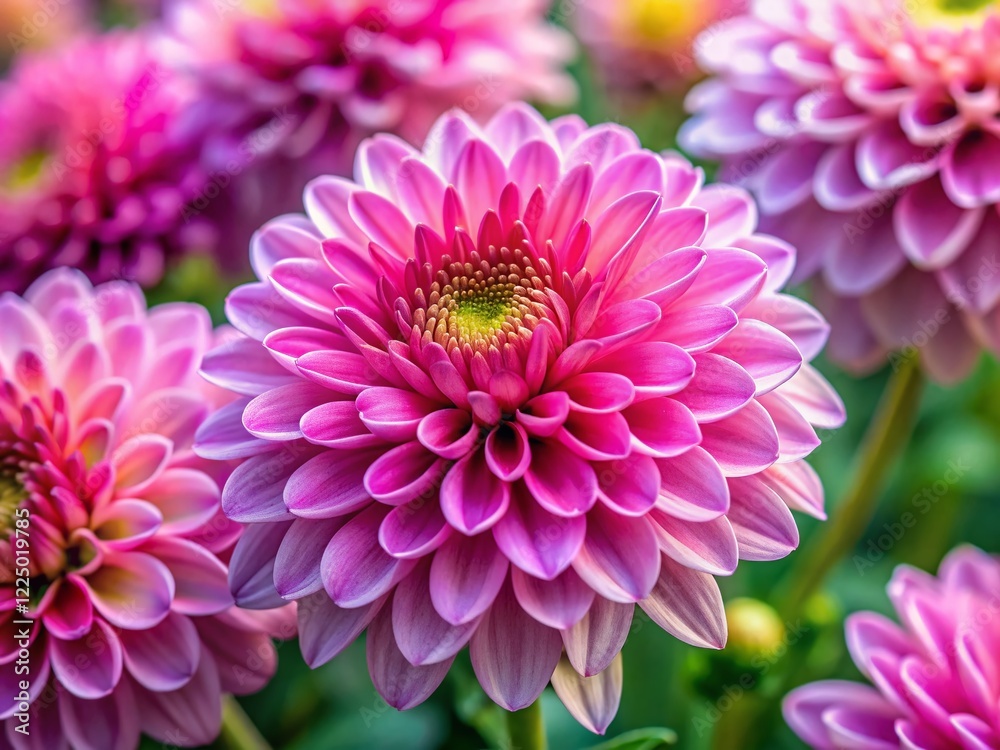 Fototapeta premium Vibrant Pink Chrysanthemum Close-Up: Candid Floral Photography