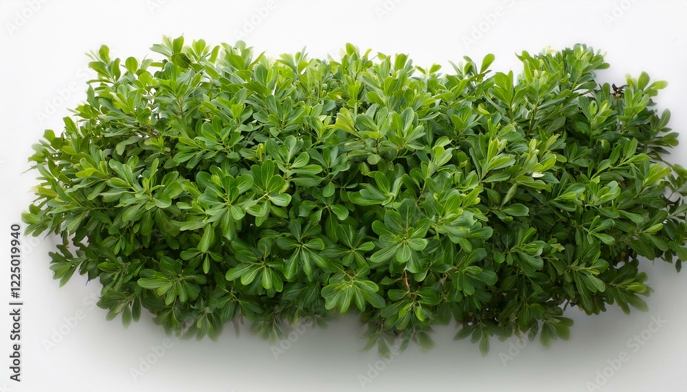 Fototapeta premium the image presents a lush green shrub captured from a top down perspective on a white background