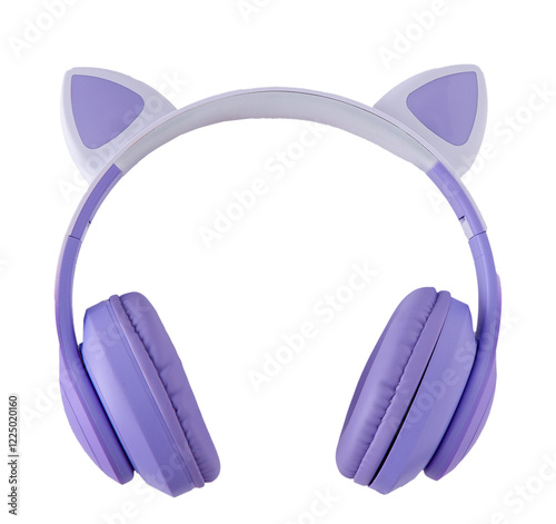 Cat Ears Headphones isolated on white background photo