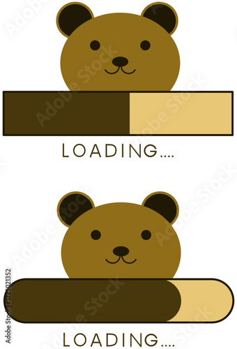 cute brown bear loading progress vector.
loading progress for UI and UX.