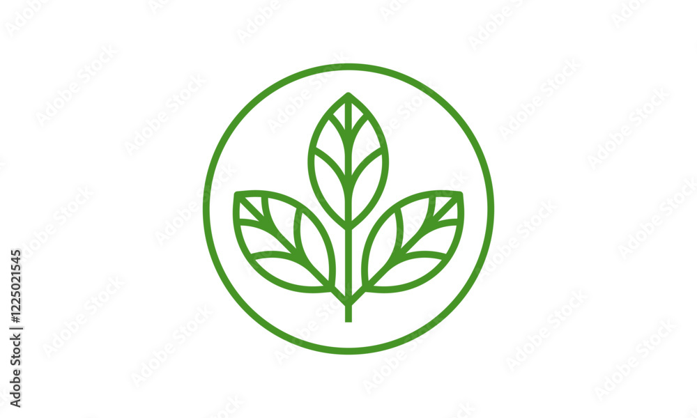 Green leaf, flower logo vector icon illustration Symbol  eco, plant organic, natural bio single line concept