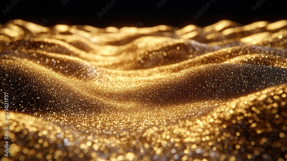 Golden Glittering Waves: Abstract Luxury Texture Golden Glittering Waves: Abstract Luxury Texture