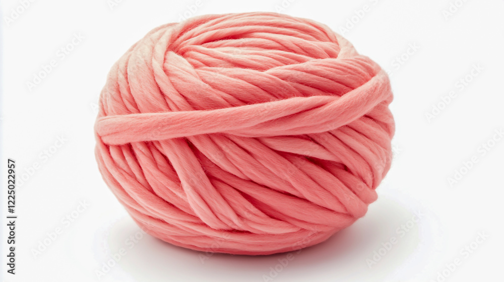 A high-quality image of a soft, pink yarn ball isolated on a white background A high-quality image of a soft, pink yarn ball isolated on a white background