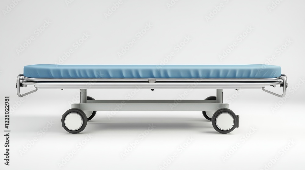 Hospital Bed with Soft Padding on White Background in Minimal Style Hospital Bed with Soft Padding on White Background in Minimal Style