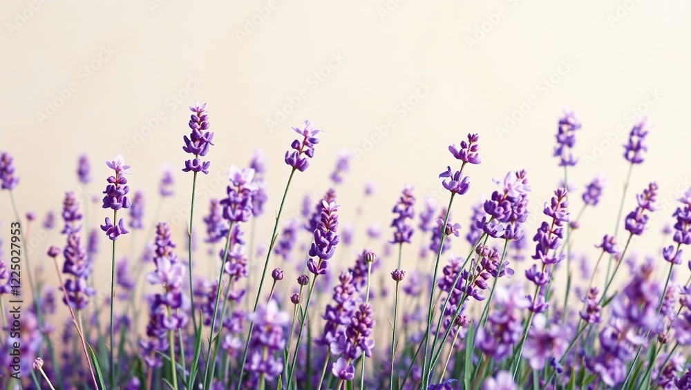 Fototapeta premium Vibrant abstract oil painting, where a field of lavender flowers sways gently, showcasing a mesmerizing dance of color and form.