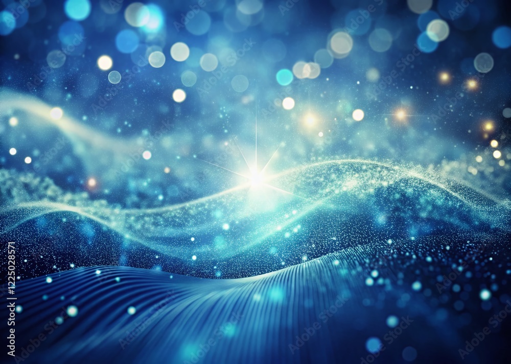 Fototapeta premium Vintage Blue Abstract Wave Background: Glowing Dots & Tech Design