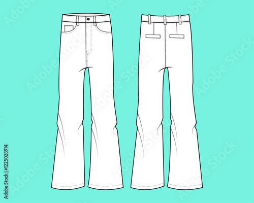  Mens denim pant flat sketch.
