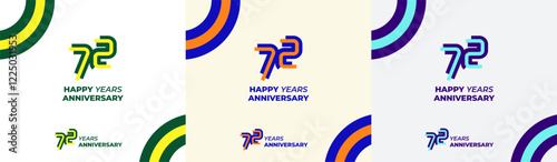 Logo Years Modern Line Colorful 72th, 72th Happy Anniversary with Colorful Line Stack, Minimalist and Modern.