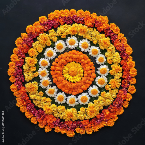 traditional beautiful flowers rangoli design