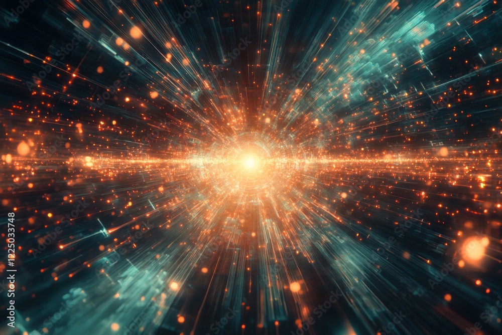 Digital Cloudscape with Pulsating Data Nodes Digital Cloudscape with Pulsating Data Nodes