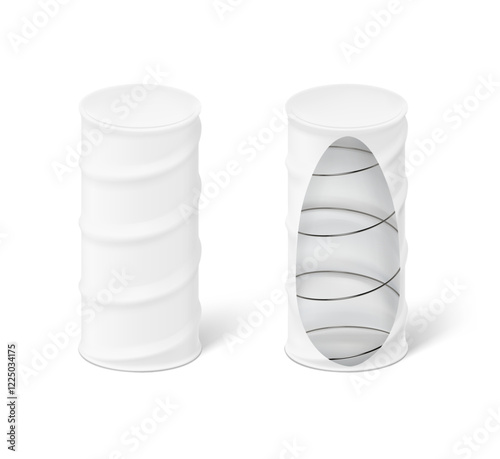 Pocket spring mattress mockup. Vector illustration on a white background. Can be use for template your design, promotion, advertising. EPS10.