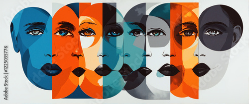 Mosaic of Multicolored Faces