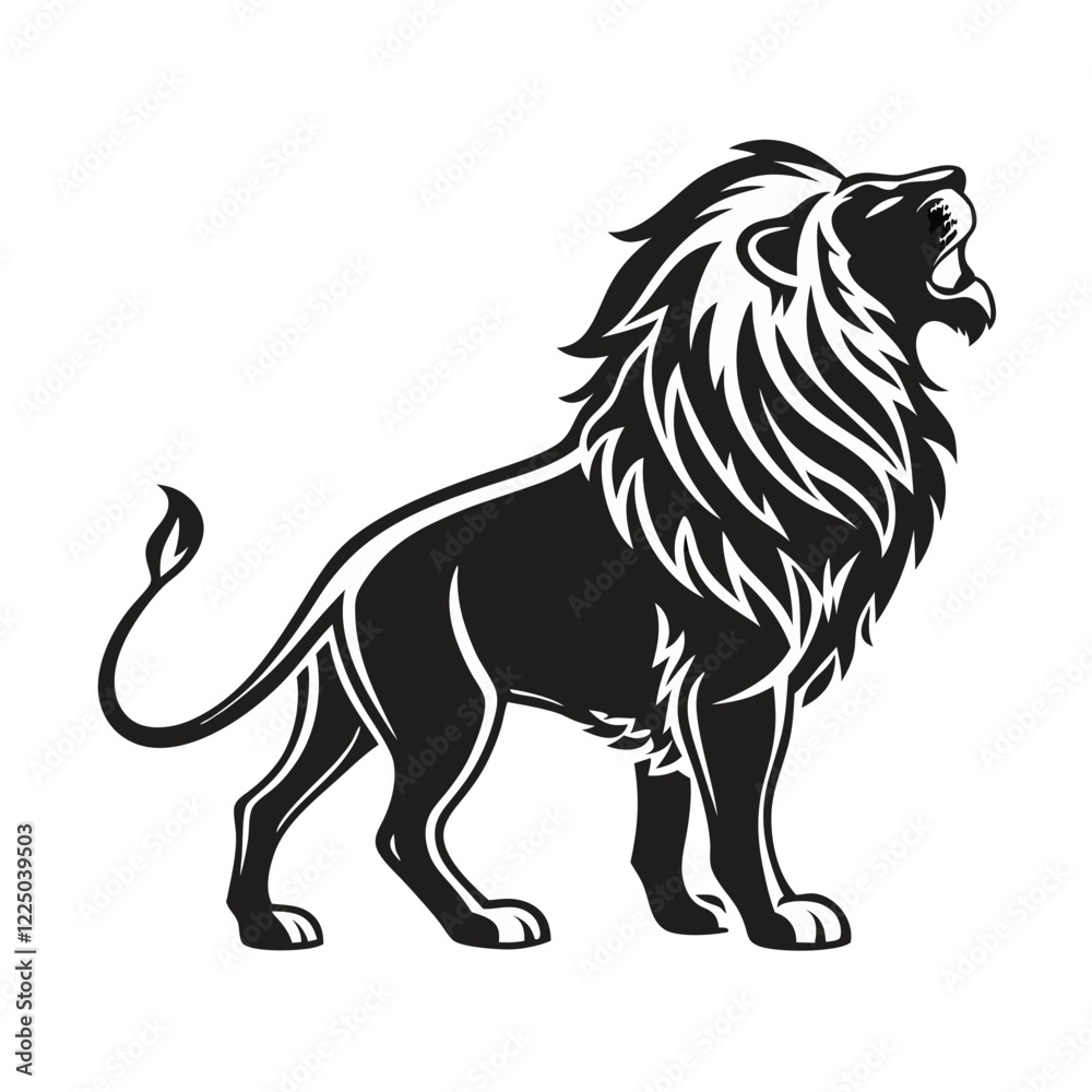 black and white Vector illustration of a lion and silhouette design black and white Vector illustration of a lion and silhouette design
