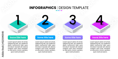 Infographic template. Isometric squares with numbers and 4 steps