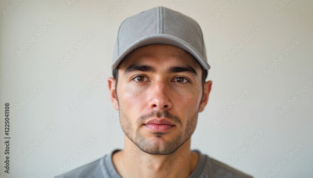 Cap Mockup On Model featuring a serious young man Cap Mockup On Model featuring a serious young man