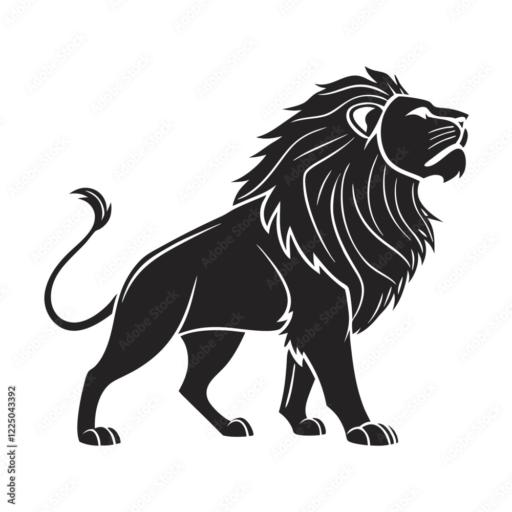 black and white Vector illustration of a lion and silhouette design black and white Vector illustration of a lion and silhouette design