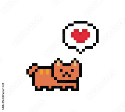 Cute pixel cartoon 8bit character orange cat kitty decoration cat 8 bit ginger cat kitten game character png vector.