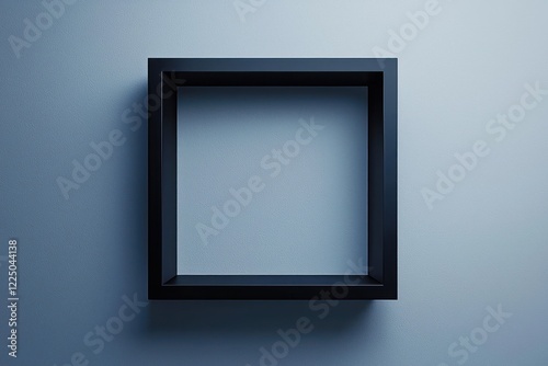 Bold symmetry in sophisticated 3D-rendered black frame on neutral gradient.
