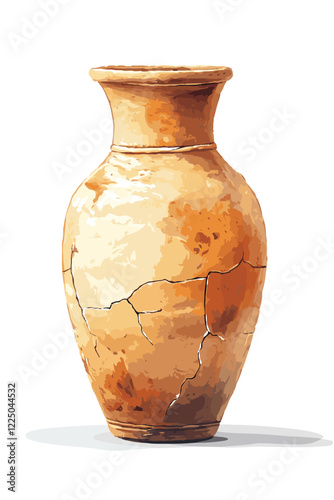 Colored ceramic vase Porcelain vases for flowers, antique pottery, floral and abstract patterns. Vase pottery for decoration Trendy flat style isolated on white Vector illustration