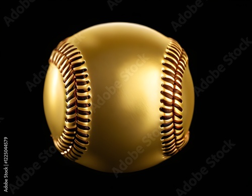 Luxury Gold Baseball with Shiny Gloss Finish on Black Background | 豪華な金色の野球ボール、光沢のある黒背景