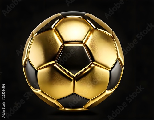 Luxury Gold Soccer Ball with Shiny Gloss Finish on Black Background | 豪華な金色のサッカーボール、光沢のある黒背景
