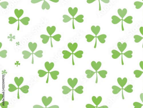 Minimalistic green shamrock pattern on white background, modern design. soothing background