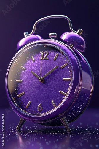 Wallpaper Mural Purple Retro Alarm Clock With Glitter Design on Violet Background Torontodigital.ca