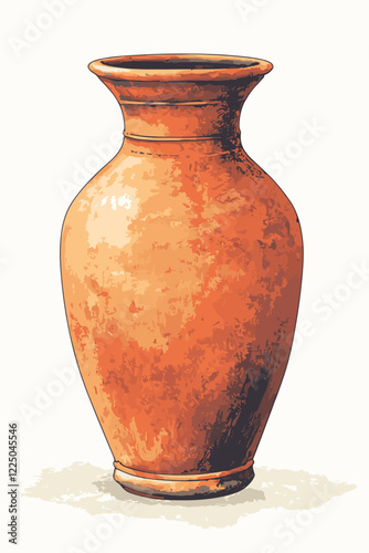 Colored ceramic vase Porcelain vases for flowers, antique pottery, floral and abstract patterns. Vase pottery for decoration Trendy flat style isolated on white Vector illustration