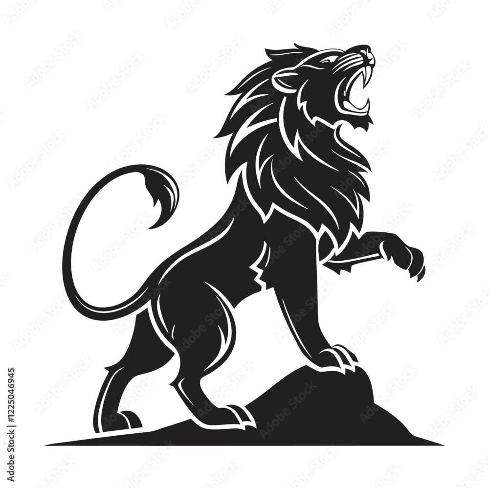 Fototapeta premium black and white Vector illustration of a lion and silhouette design