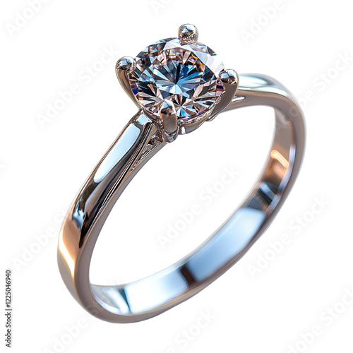 Sparkling solitaire diamond engagement ring transparent background photo