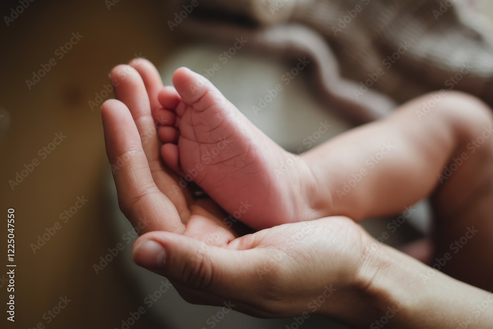 Tiny Baby Foot Held Gently In Loving Hands Tiny Baby Foot Held Gently In Loving Hands