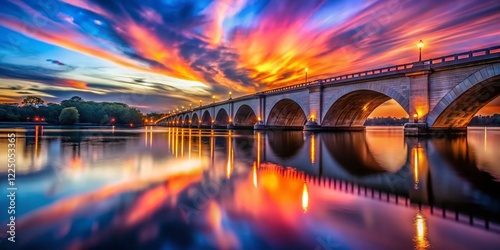 Washington DC Memorial Bridge Sunset Night Photography - Scenic Cityscape