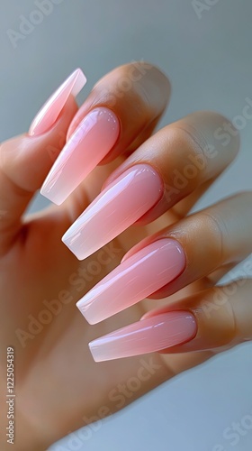 Stunning Ombre Pink Long Nails photo